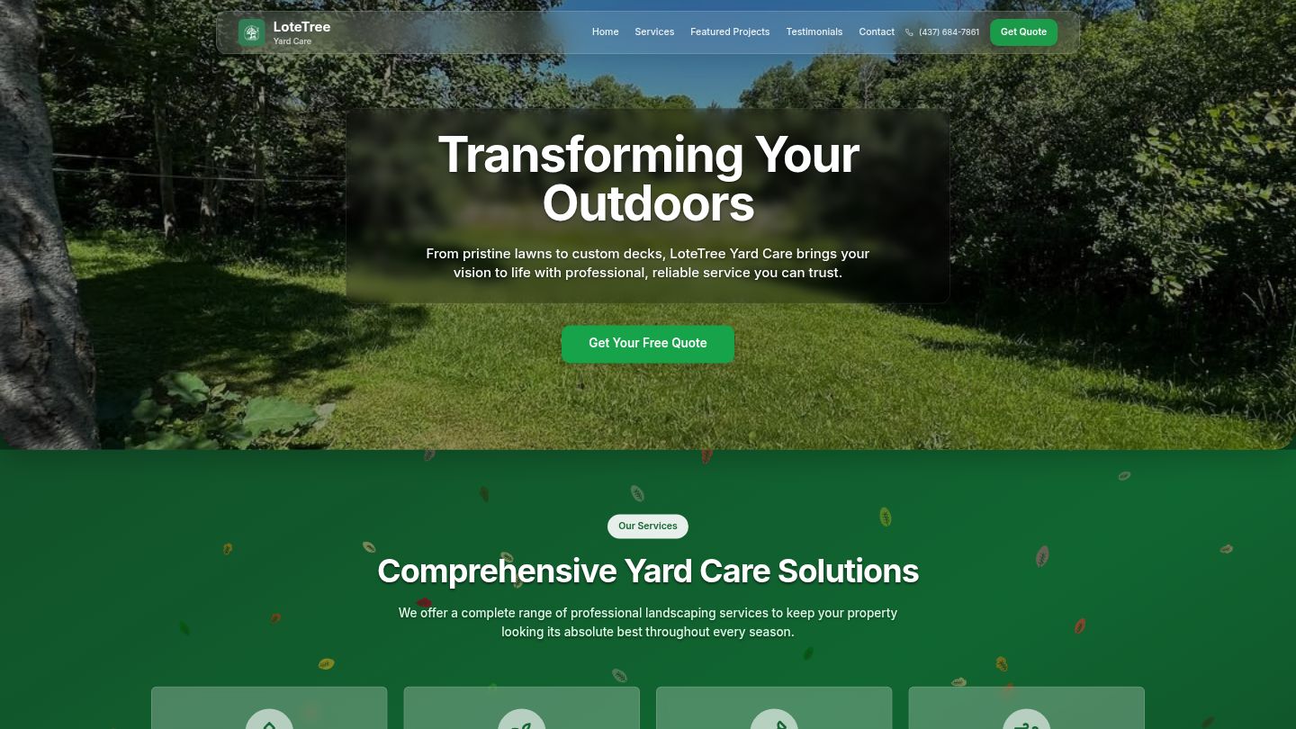 LoteTree Yard Care website screenshot